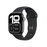 Immagine di Apple Watch Series 10 GPS 42 mm Smartwatch con cassa in alluminio e cinturino Sport Loop Nero - M/L. Fitness tracker, app ECG, display Retina always-on, Carbon Neutral