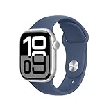 Immagine di Apple Watch Series 10 GPS 42 mm Smartwatch con cassa in alluminio e cinturino Sport Loop Denim - M/L. Fitness tracker, app ECG, display Retina always-on, Carbon Neutral