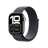 Immagine di Apple Watch Series 10 GPS 42 mm Smartwatch con cassa in alluminio Jet Black e Sport Loop Inchiostro - One Size. Fitness tracker, app ECG, display Retina always-on, resistente all’acqua
