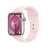 Immagine di Apple Watch Series 9 GPS + Cellular 45mm Smartwatch con cassa in alluminio rosa e Cinturino Sport rosa confetto - M/L. Fitness tracker, app Livelli O₂, display Retina always-on, resistente all’acqua