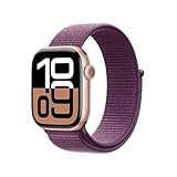Immagine di Apple Watch Series 10 GPS 42 mm Smartwatch con cassa in alluminio Oro rosa e Sport Loop Prugna - One Size. Fitness tracker, app ECG, display Retina always-on, resistente all’acqua