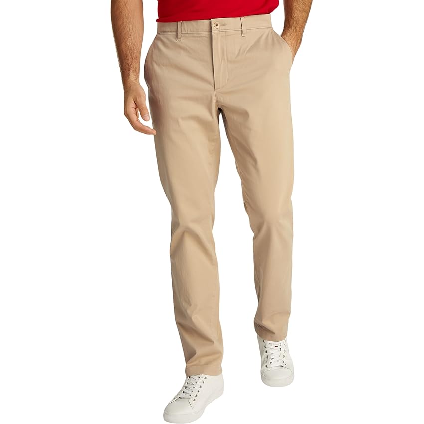 Immagine di Tommy Hilfiger Uomo Pantaloni Chino Denton Chino Satin Straight Fit, Beige (Batique Khaki), 29W, 36L
