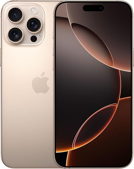 Immagine di iPhone 16 Pro nella variante di colore Titanio Sabbia