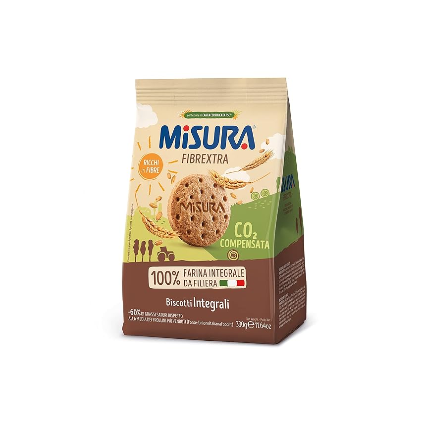 Immagine di Misura Biscotti Integrali Fibrextra | 100% Farina Integrale | Ricchi in Fibre | Confezione da 330 grammi