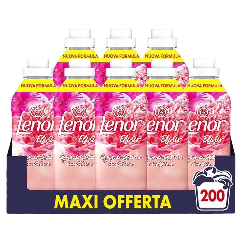 Immagine di Lenor Elisir Ammorbidente Lavatrice Concentrato, 200 Lavaggi (8X25), Sogno Di Costiera Amalfitana, Profumo Di Lunga Durata