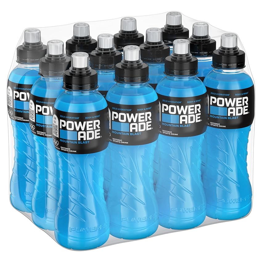 Immagine di Powerade Mountain Blast Sport Drink – Bevanda Isotonica, Bottiglia Ergonomica in PET 100% Riciclabile con Tappo Sport, Soluzione di Carboidrati e Elettroliti, 500 ml, Confezione da 12 (12 x 500 ml)